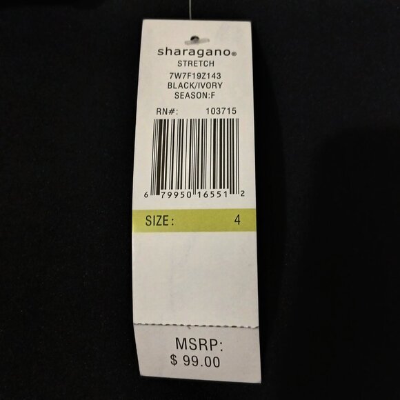 Sharagano Women Black Long Sleeve White Ruffled Pleated Cuffs ZipUp Dress Size 4 - Picture 12 of 13